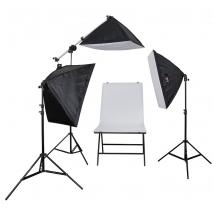 LIFE of PHOTO Studioset Fototisch-Set AT-5070-3 Aufnahmetisch mit Beleuchtung 3x150 W Fotostudio für Produktfotografie 