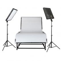 NANLITE Studioset Fototisch-Set DAKOTA 200 Aufnahmetisch 240x130 cm mit LED-Beleuchtung für Produktfotografie 