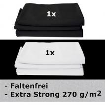 METTLE SET Faltenreduzierter Stoffhintergrund super strong, 1x schwarz & 1x weiß, 3x6 m Hintergrundstoff Fotostudio Hintergrund Studiohintergrund 