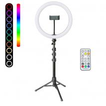 METTLE RGB Selfie-Ringleuchte SET RLS-12 Ø 30 cm mit Stativ + FB Ringlicht Ringlampe 