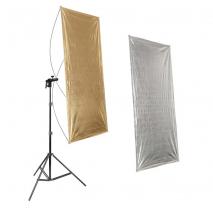METTLE Reflektor-Set: Panel gold-silber 60x120 cm mit Stativ Fotostudio-Reflektor Aufheller 