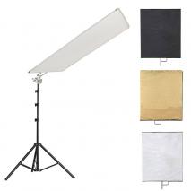 LIFE of PHOTO 4-in-1 Reflektor SET weiß, schwarz, silber, gold 75x90 cm mit Halterung + Stativ 