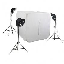 METTLE Studioset CUBE 700 mit Lichtzelt Fotozelt 150 cm, 21x30 W Fotobox Lichtbox mit Beleuchtung 