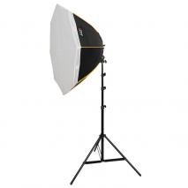 LIFE of PHOTO Dauerlicht Studioset OS-90, 4x150 W Fotostudio Beleuchtung Set mit Oktagon-Softbox Ø 90 cm 