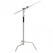 LIFE of PHOTO Professionelles Studiostativ-Set 320 cm CHROM mit Querstange Lampenstativ Leuchtenstativ 