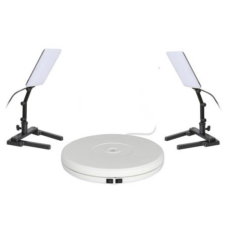 NANLITE Drehteller SET MTS-30: Motor-Drehteller Ø 25 cm mit 2x LED-Leuchte 