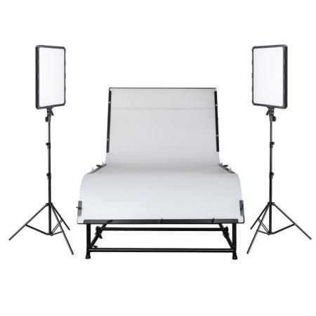 Aufnahmetisch-Set AT-5070-4 4x150 W mit Galgenstativ Studio-Tasche Foto-Tisch 