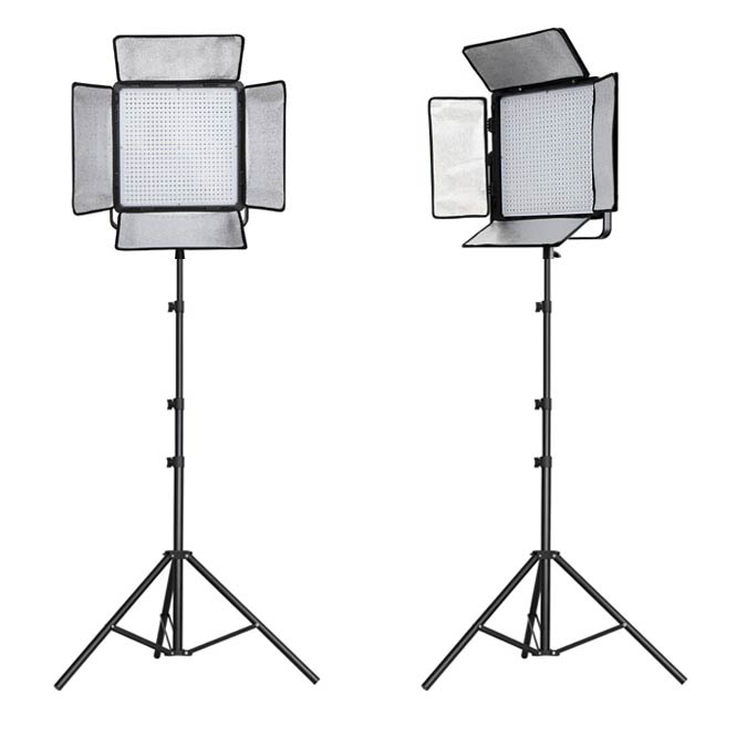 NANGUANG Bi-Color LED Studioset DOMINO 900 CSA mit LED-Flächenleuchte & Stativ 